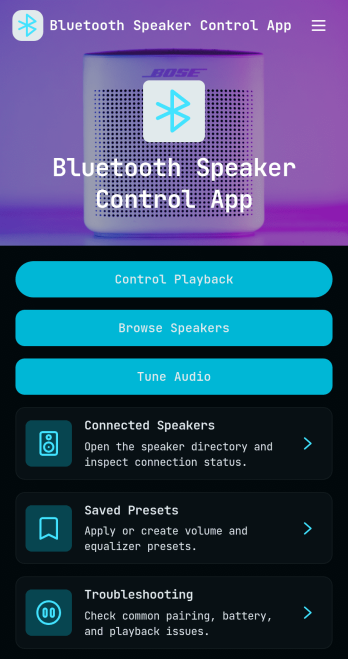 Bluetooth Speaker Control App Template