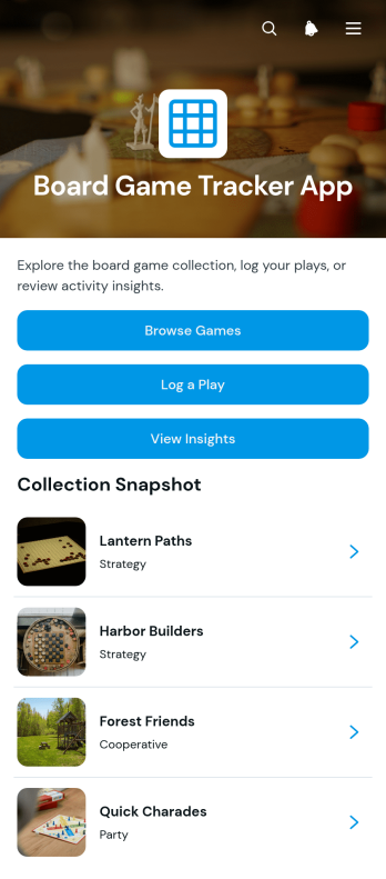 Board Game Tracker App Template