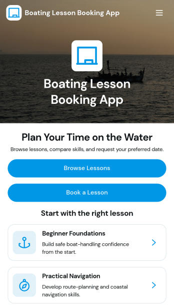 Boating Lesson Booking App Template