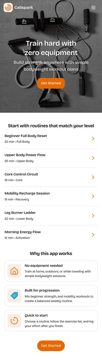 Body Weight Workout App Template