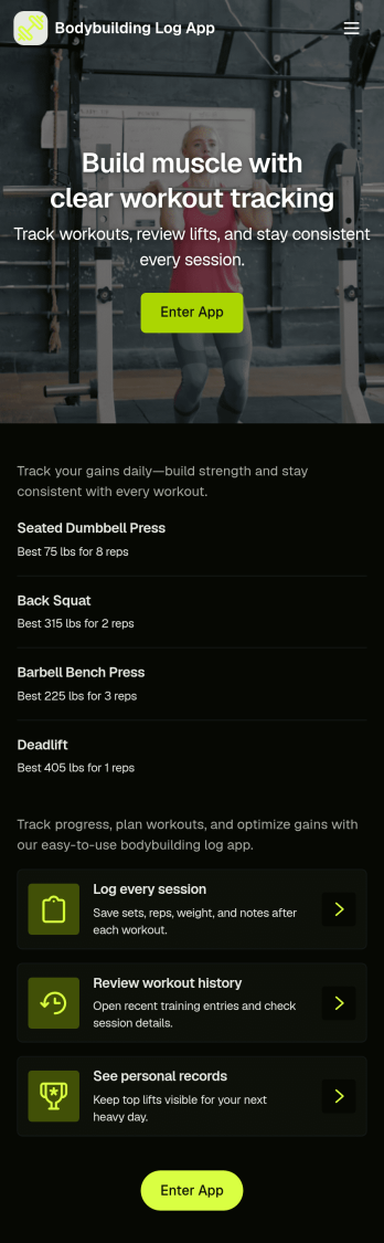 Bodybuilding Log App Template