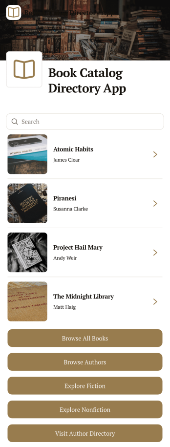 Book Catalog Directory App Template