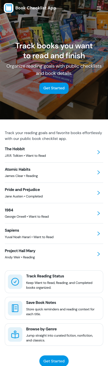 Book Checklist App Template