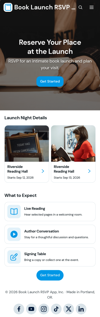 Book Launch RSVP App Template