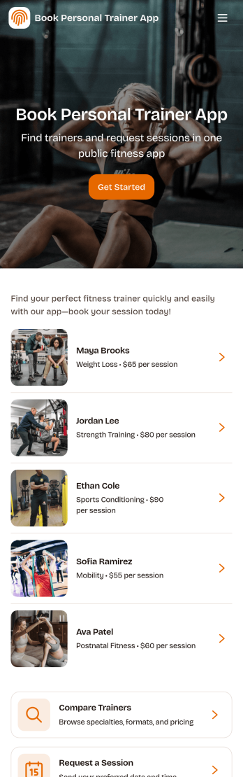 Book Personal Trainer App Template