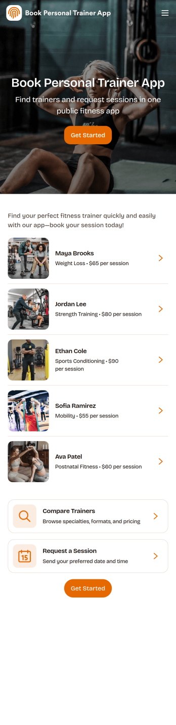 Book Personal Trainer App Template