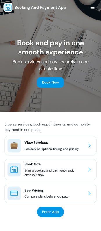 Booking and Payment App Template