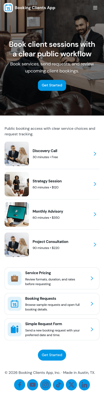Booking Clients App Template