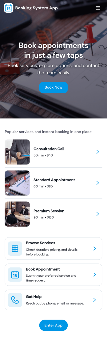 Booking System App Template