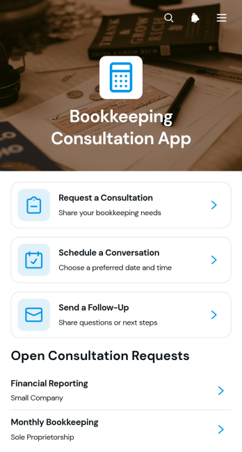 Bookkeeping Consultation App Template