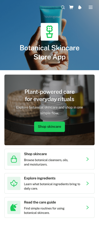 Botanical Skincare Store App Template