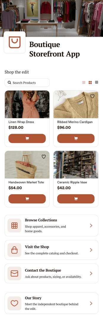 Boutique Storefront App Template