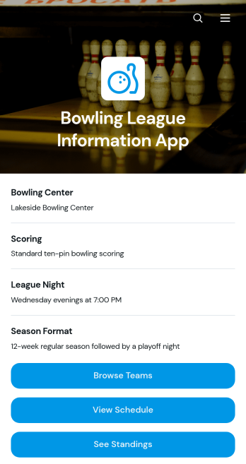 Bowling League Information App Template
