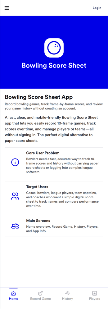 Bowling Score Sheet App Template