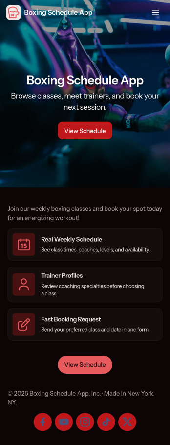 Boxing Schedule App Template