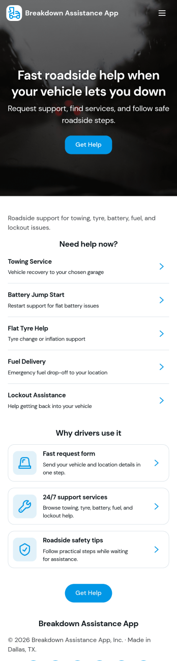 Breakdown Assistance App Template
