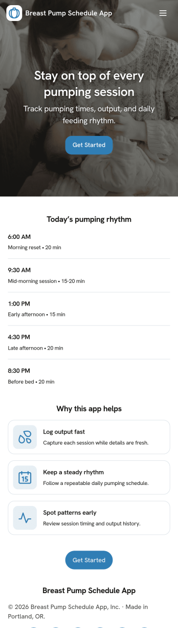 Breast Pump Schedule App Template