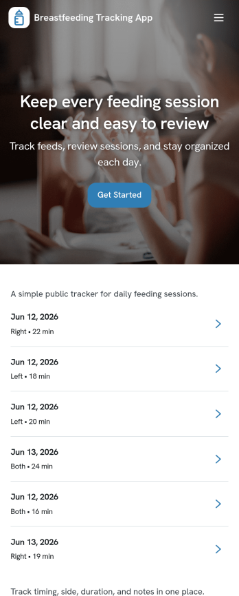 Breastfeeding Tracking App Template