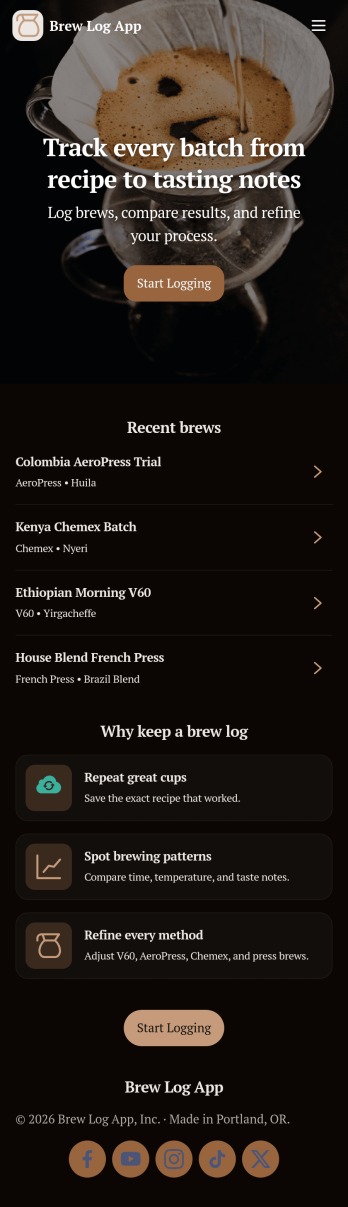 Brew Log App Template