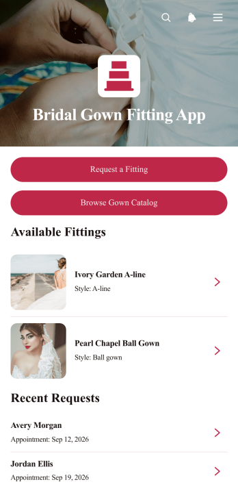 Bridal Gown Fitting App Template