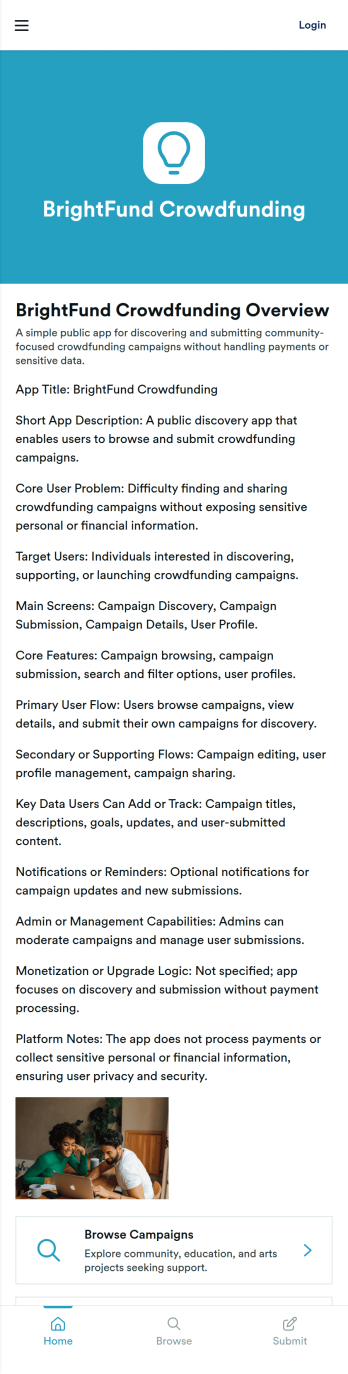 BrightFund Crowdfunding App Template