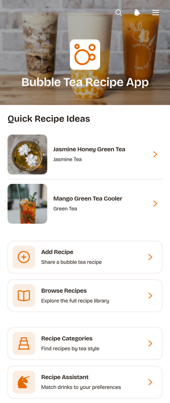Bubble Tea Recipe App Template