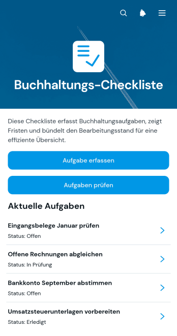 Buchhaltungschecklisten-App