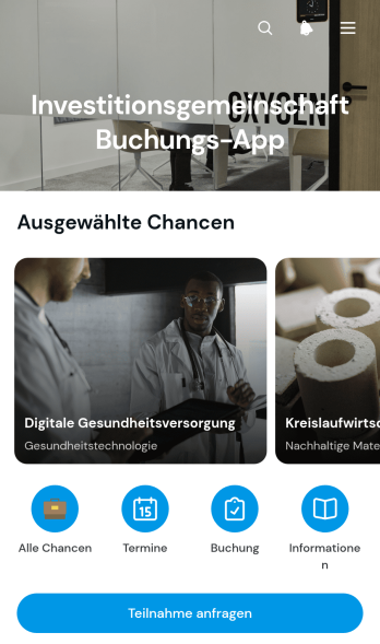 Buchungs-App für Anlegergemeinschaften