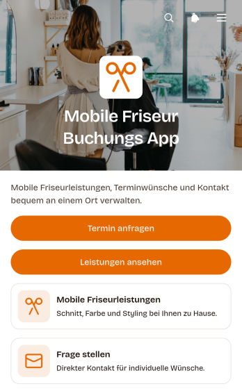 Buchungs-App für mobile Friseurdienste