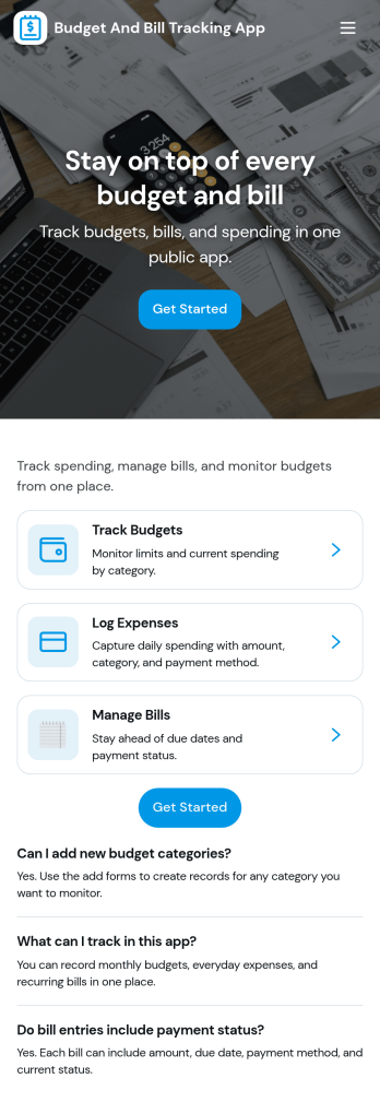 Budget and Bill Tracking App Template