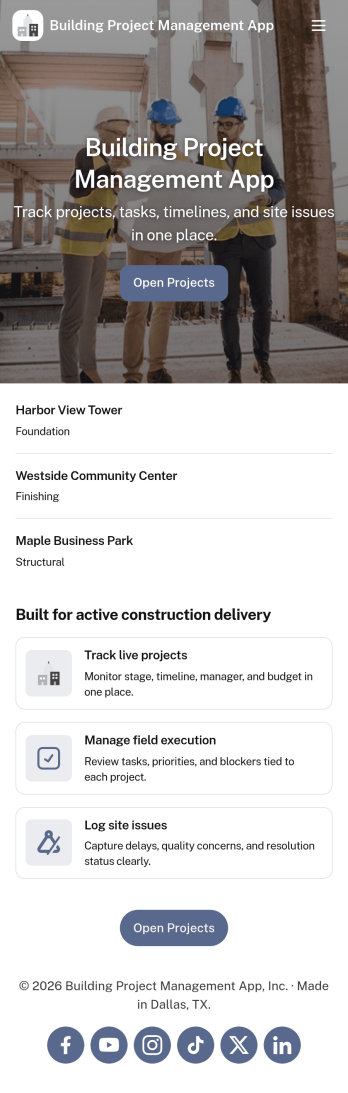 Building Project Management App Template
