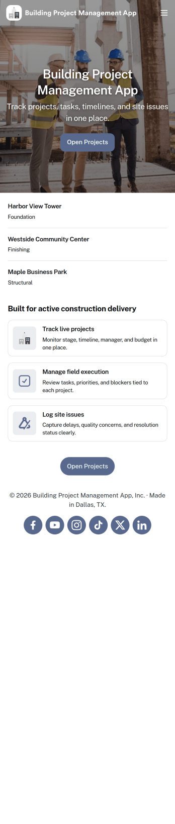 Building Project Management App Template