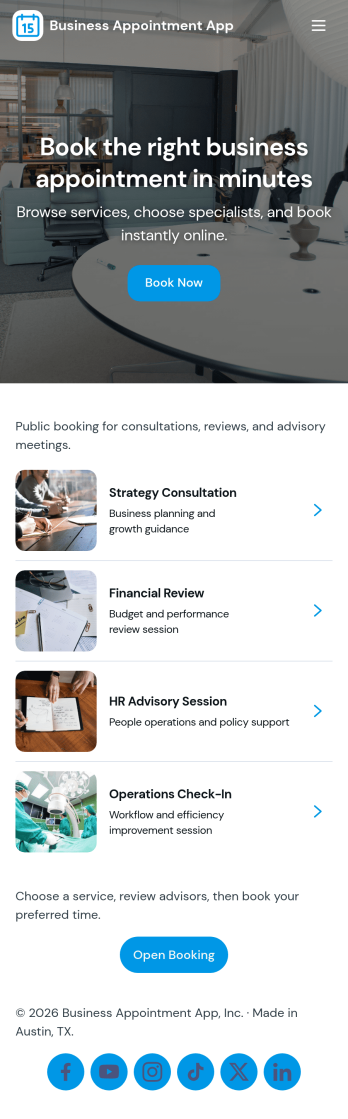 Business Appointment App Template