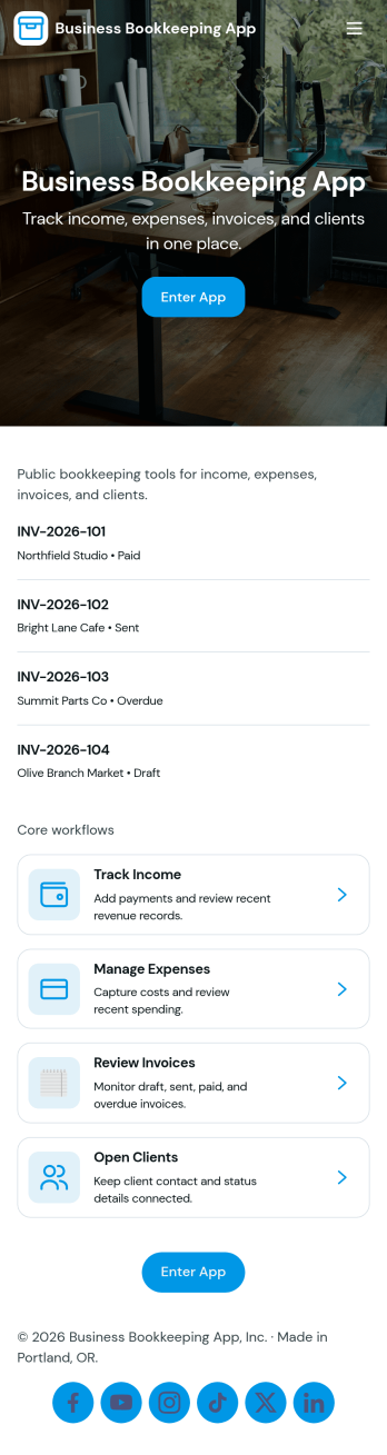 Business Bookkeeping App Template