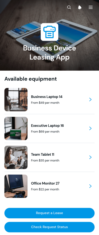 Business Device Leasing App Template