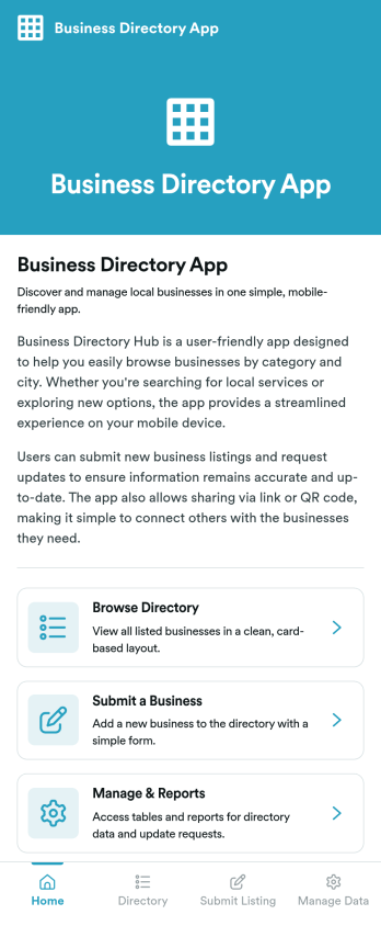 Business Directory App Template