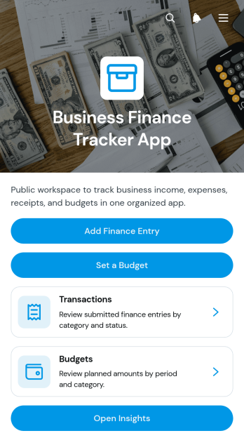 Business Finance Tracker App Template