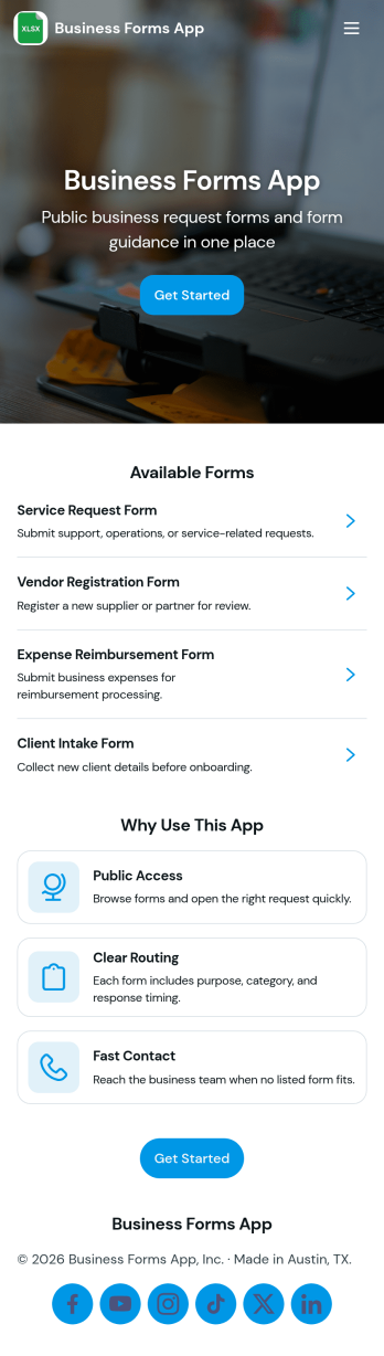Business Forms App Template