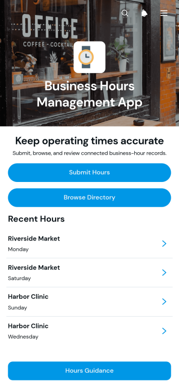 Business Hours Management App Template