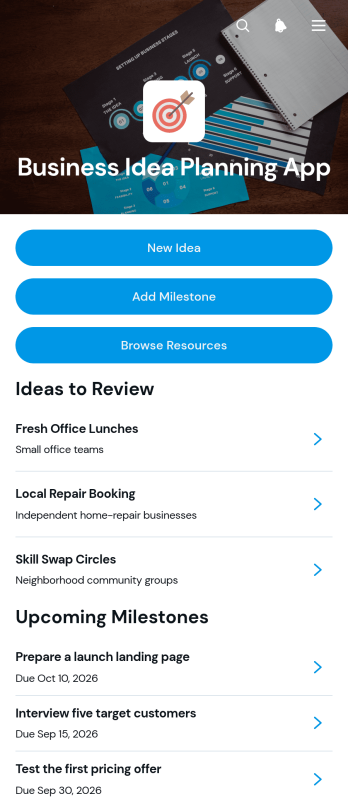 Business Idea Planning App Template