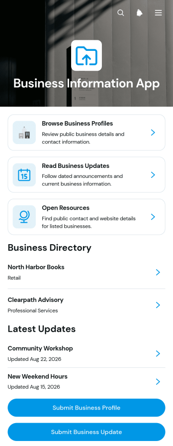 Business Information App Template
