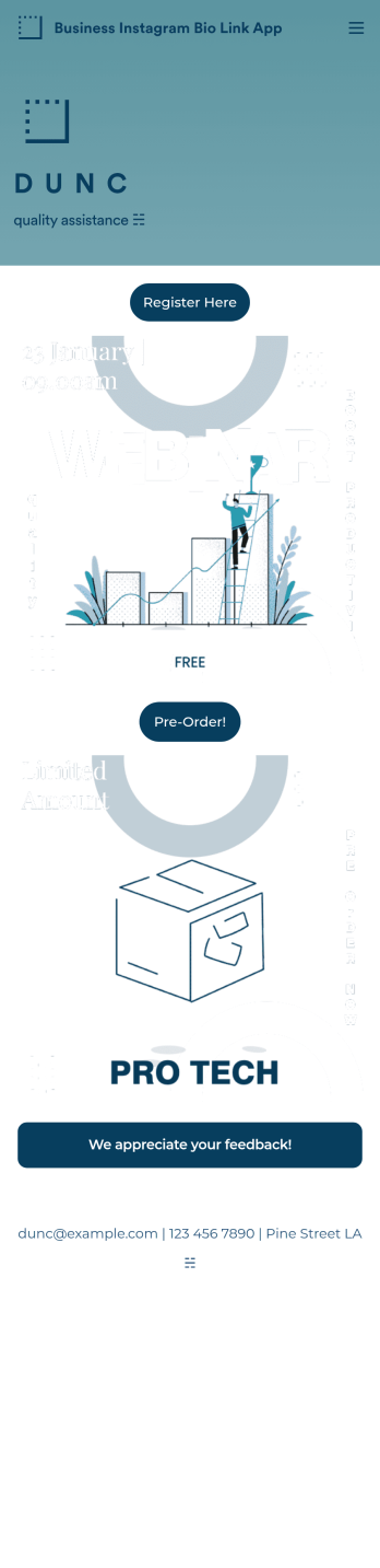 Business Instagram Bio Link App Template