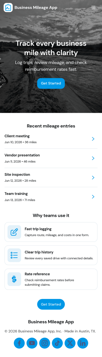 Business Mileage App Template