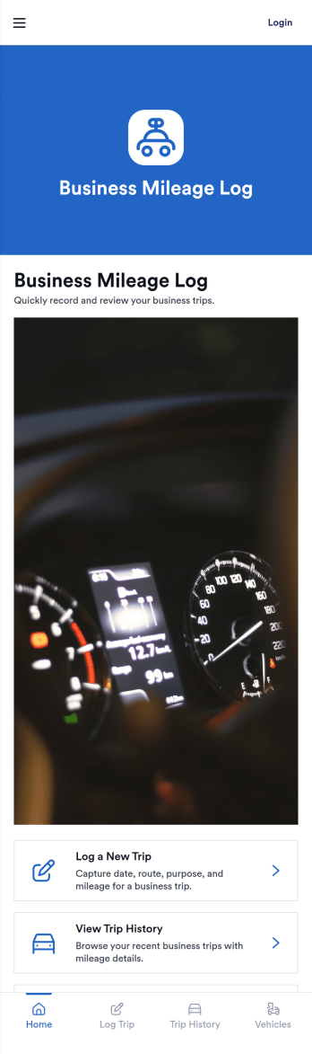 Business Mileage Log App Template