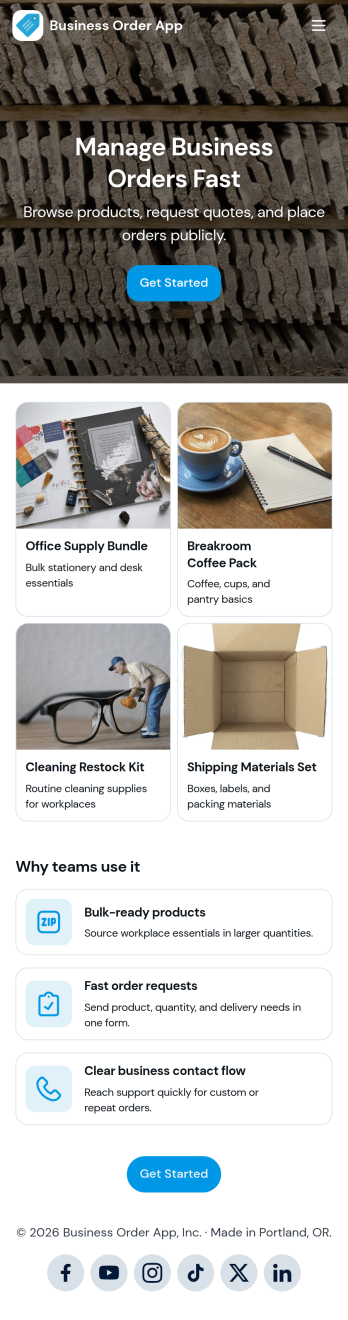 Business Order App Template