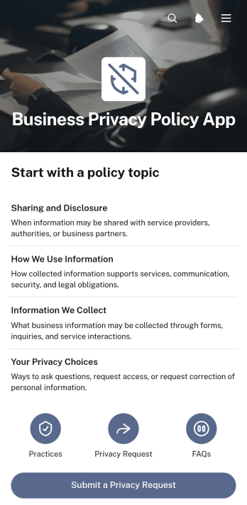 Business Privacy Policy App Template