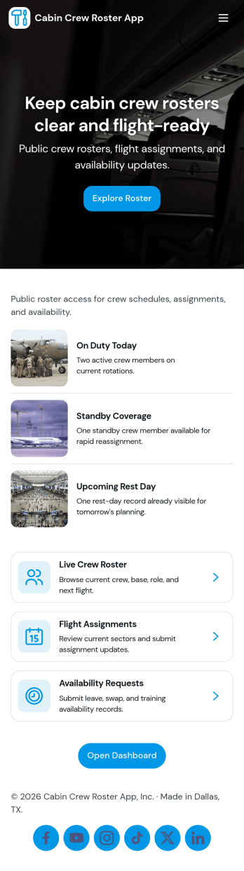 Cabin Crew Roster App Template