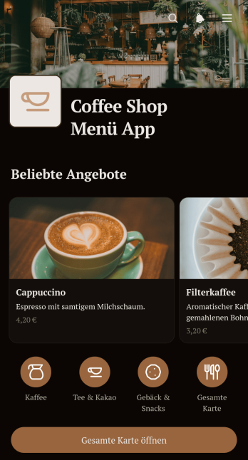 Café-Speisekarten-App