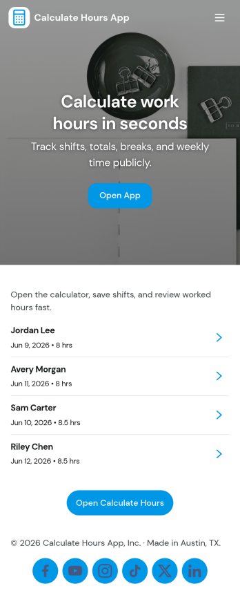 Calculate Hours App Template