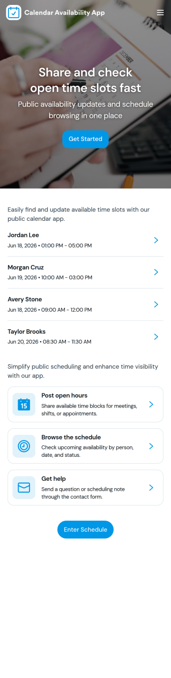 Calendar Availability App Template